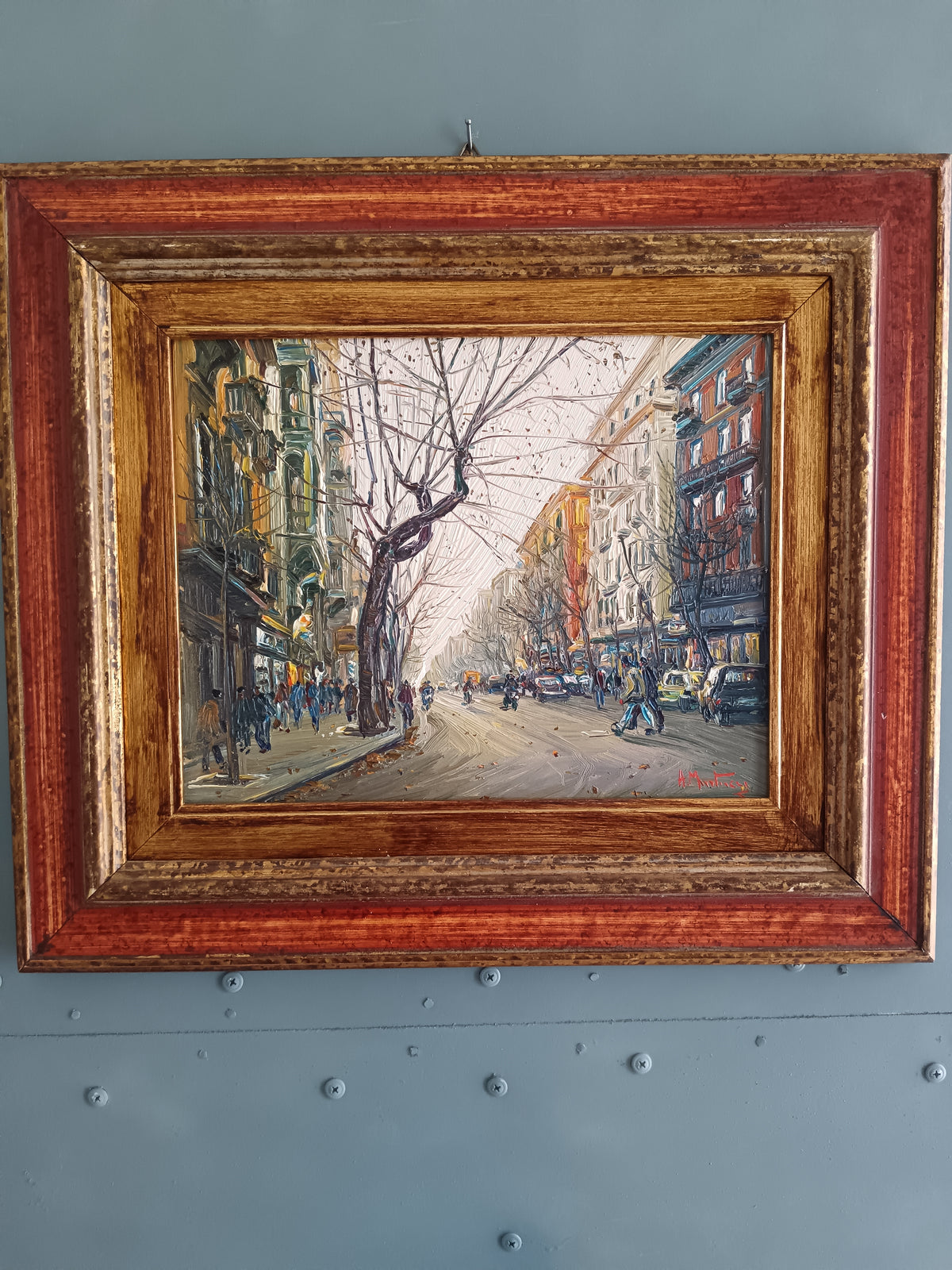 ANTONIO MARTUCCI (NAPOLI 1934) – VIA LUCA GIORDANO AL VOMERO – 2002 – OLIO SU TAVOLA