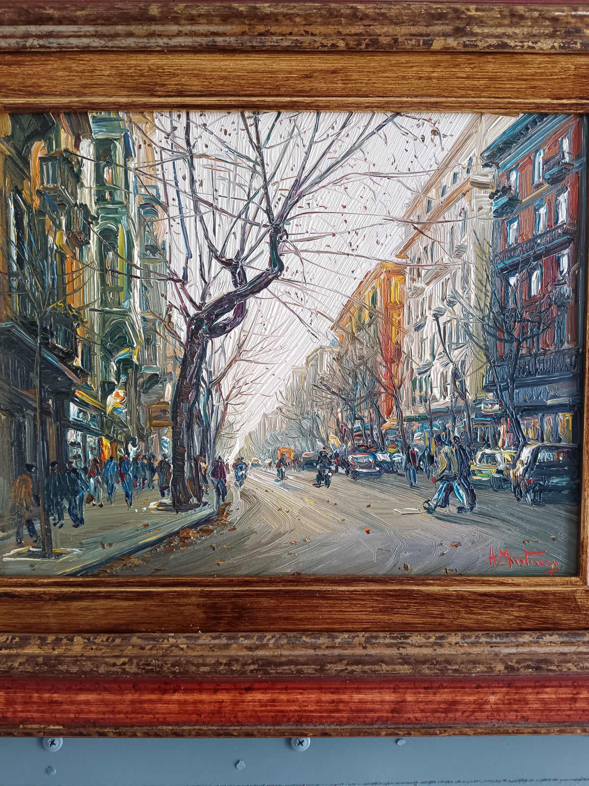 ANTONIO MARTUCCI (NAPOLI 1934) – VIA LUCA GIORDANO AL VOMERO – 2002 – OLIO SU TAVOLA