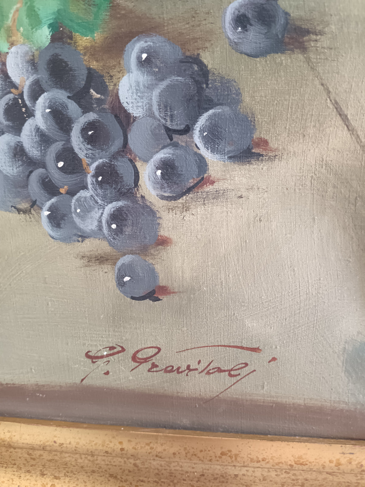 GIUSEPPE PREVITALI (1909-2000) – NATURA MORTA CON PESCHE E UVA – OLIO SU TELA 50x70