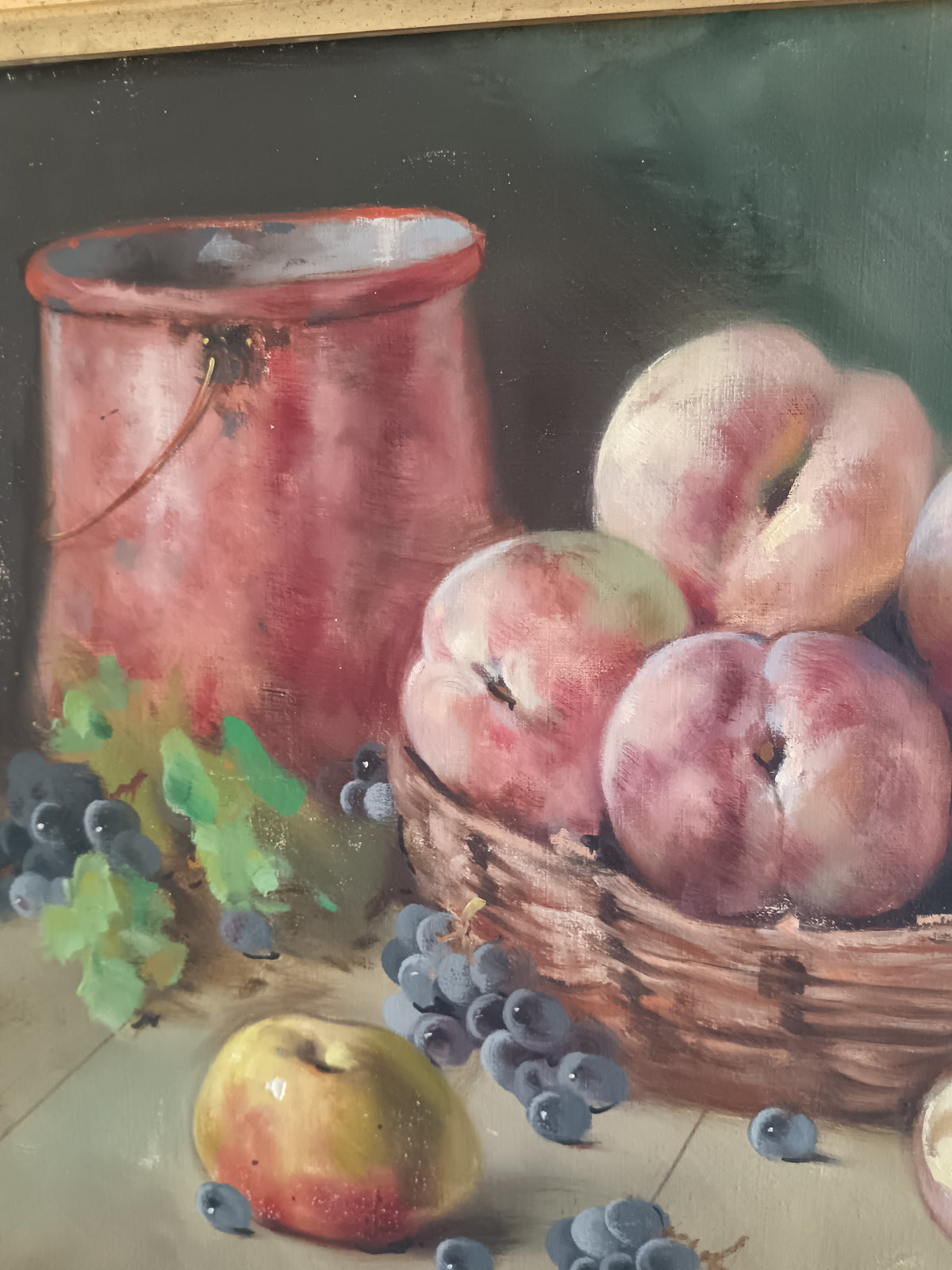 GIUSEPPE PREVITALI (1909-2000) – NATURA MORTA CON PESCHE E UVA – OLIO SU TELA 50x70