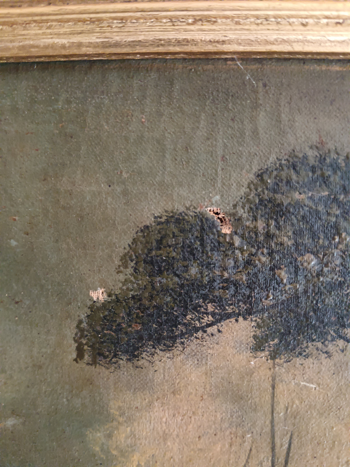 OLIO SU TELA PAESAGGIO AL TRAMONTO XIX SECOLO FINE '800 QUADRO D'EPOCA 73x49