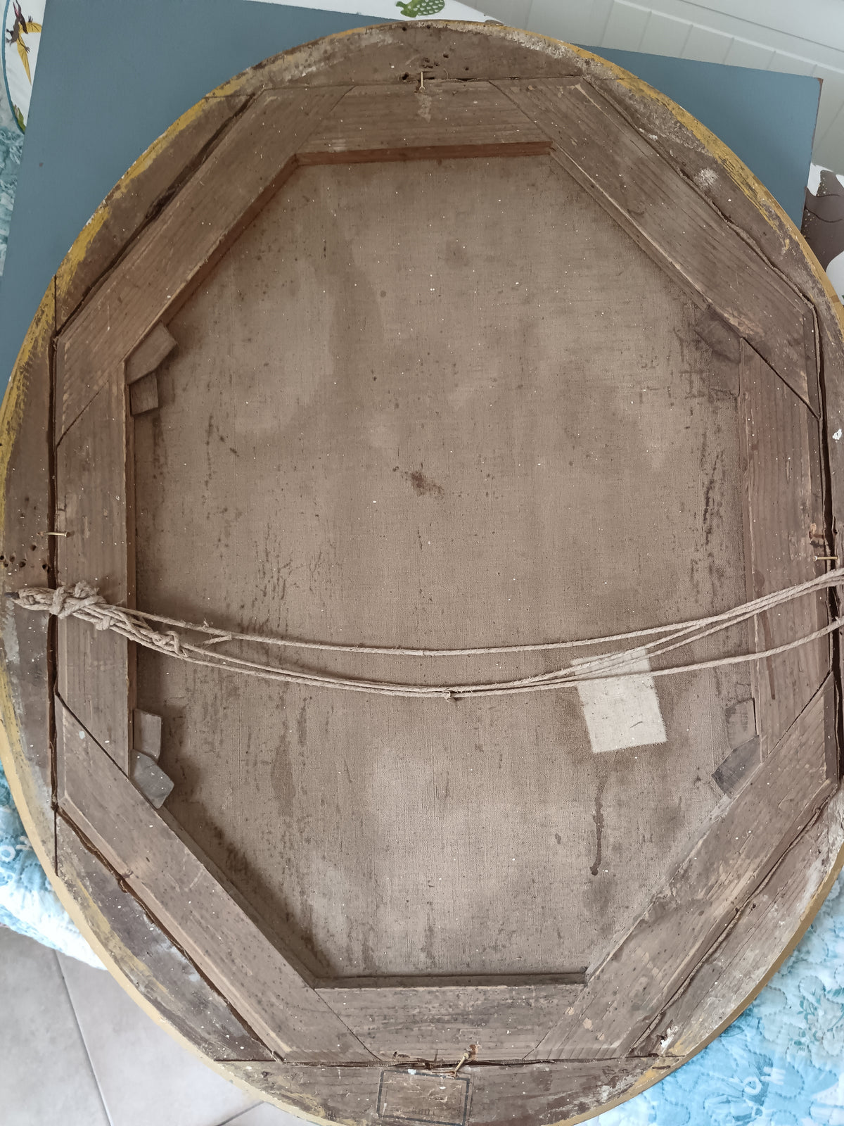 Dipinto Antico Madonna col Bambino Olio su Tela Fine '800 con Cornice Dorata