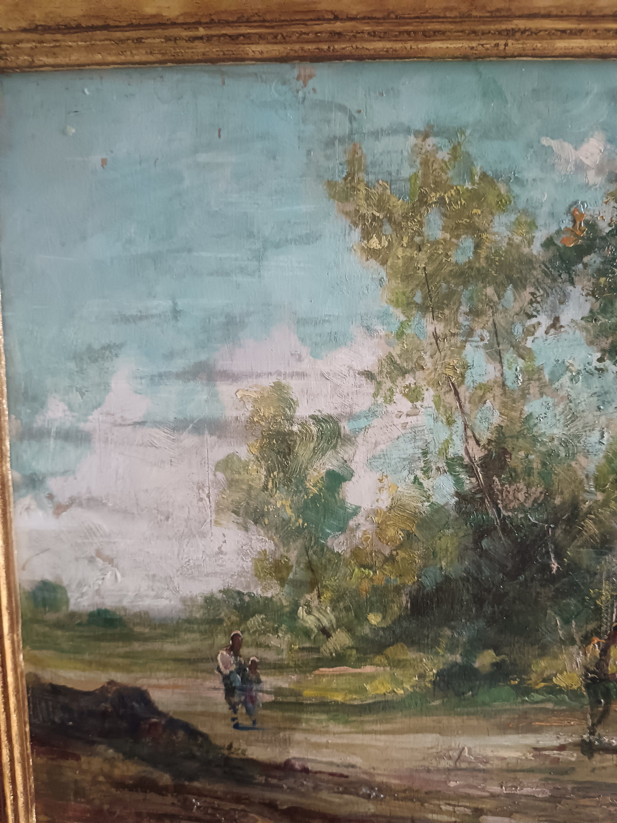 Dipinto Olio su Legno Paesaggio Italiano con Tempietto Firmato XX Secolo