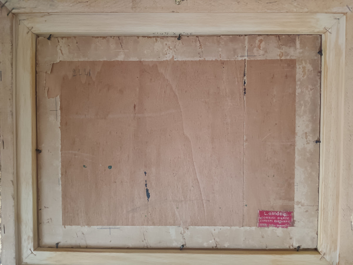 Dipinto Olio su Legno Paesaggio Italiano con Tempietto Firmato XX Secolo