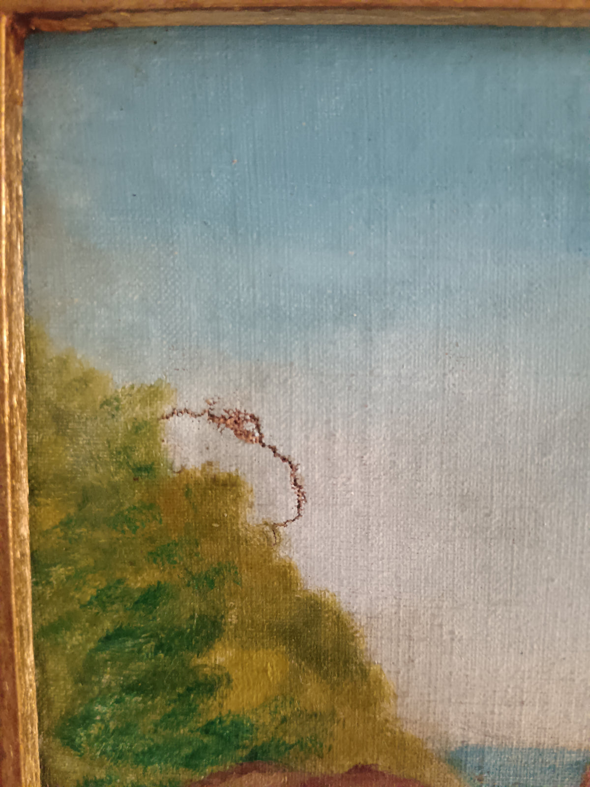 Dipinto Olio su Tela Paesaggio Marino Capri Faraglioni Firmato Napoli Vintage
