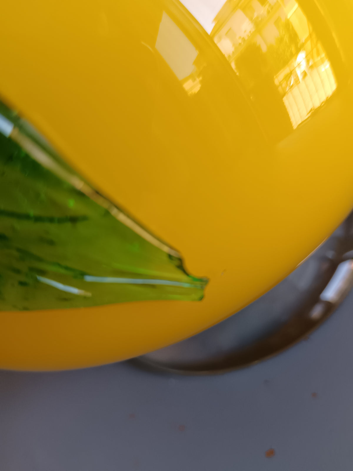 VASO MURANO VETRO SOFFIATO INCAMICIATO GIALLO FIORE BLU VERDE 35 CM VINTAGE