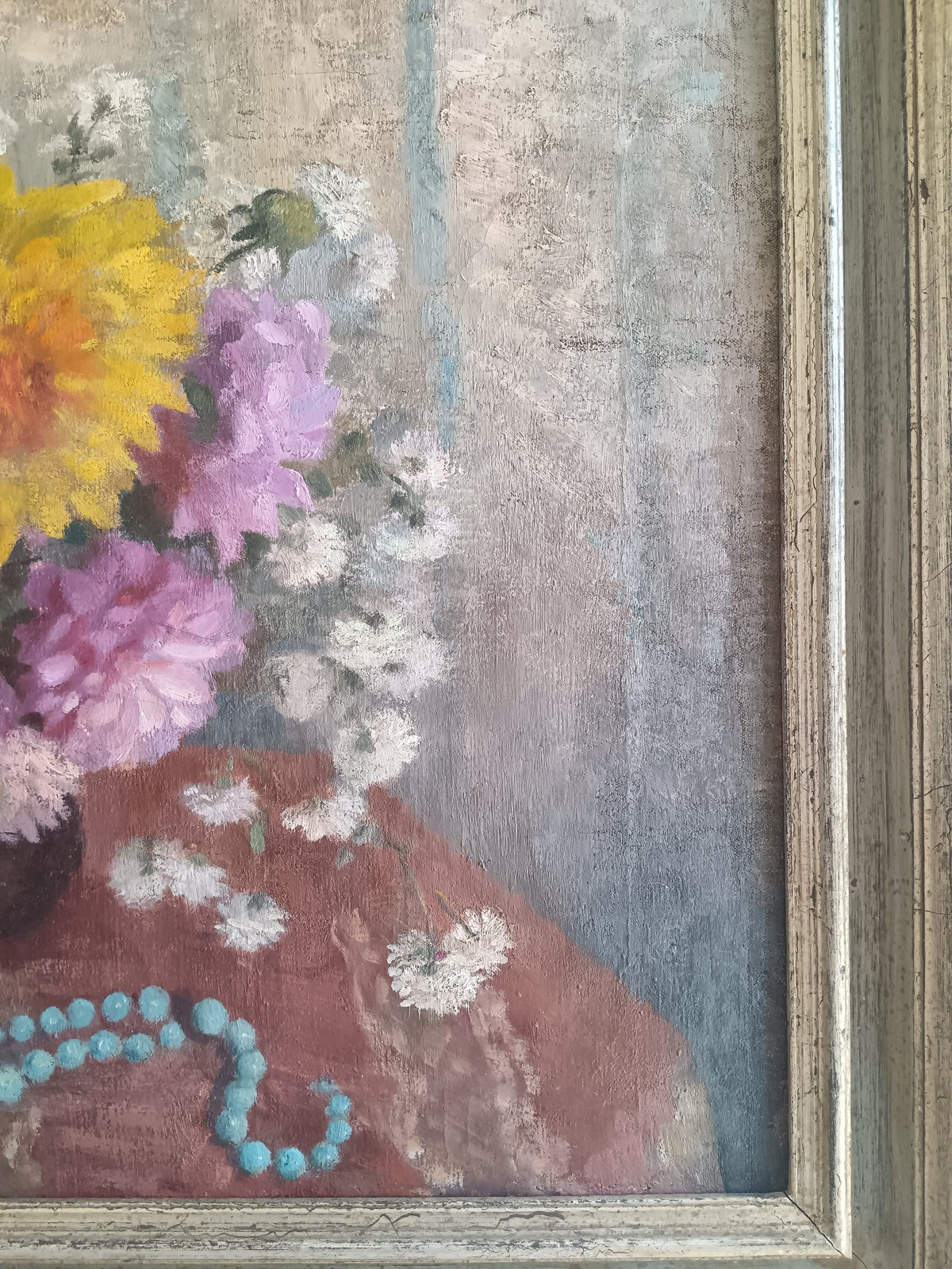 Vintage Still Life Flowers Oil Painting Fiorenza Boccalatte (1900-1976) Framed