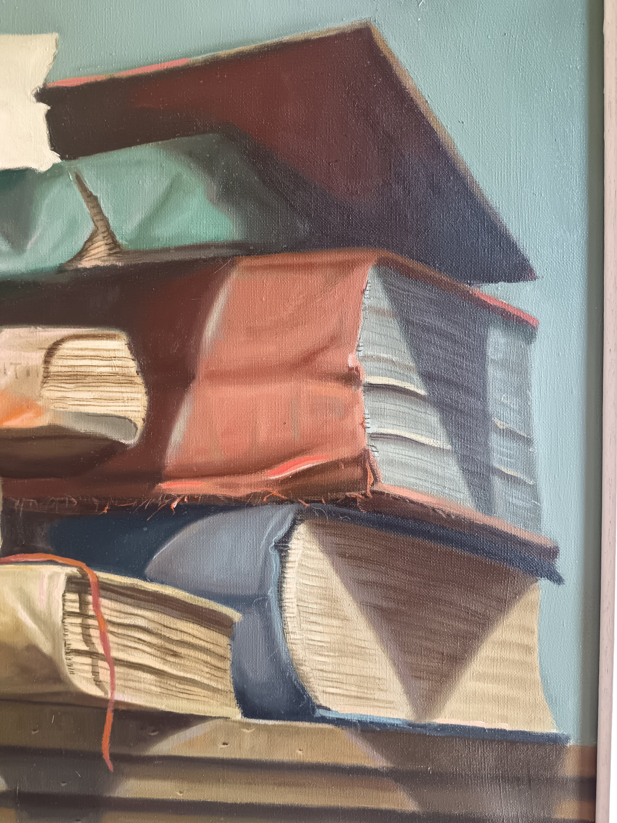 Dipinto Olio su Tela MARINO SOCCI 1972 Natura Morta Libri Antichi Con Cornice
