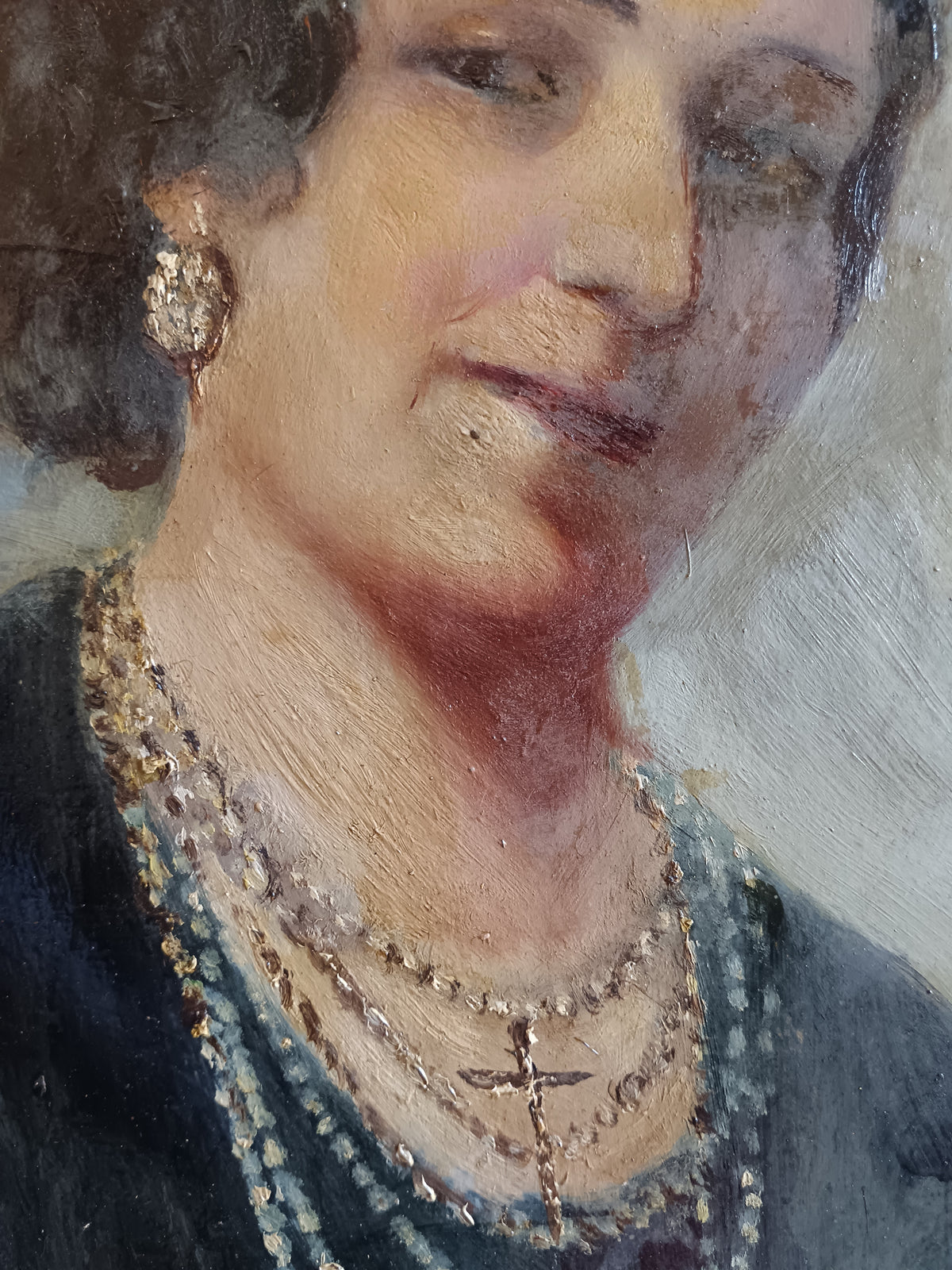 Ritratto di Signora Anni ’20/’30 Olio su Cartoncino Dipinto d’Epoca Cornice Dorata