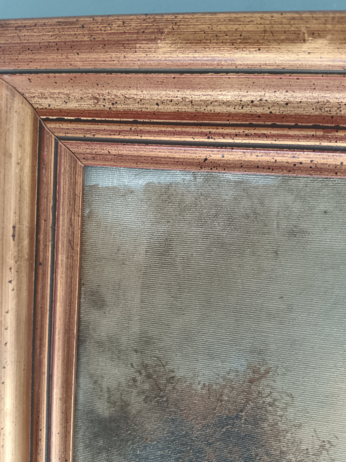 Dipinto Olio su Tela Cavalli Paesaggio Campestre Firmato G.P. 70x50 Vintage