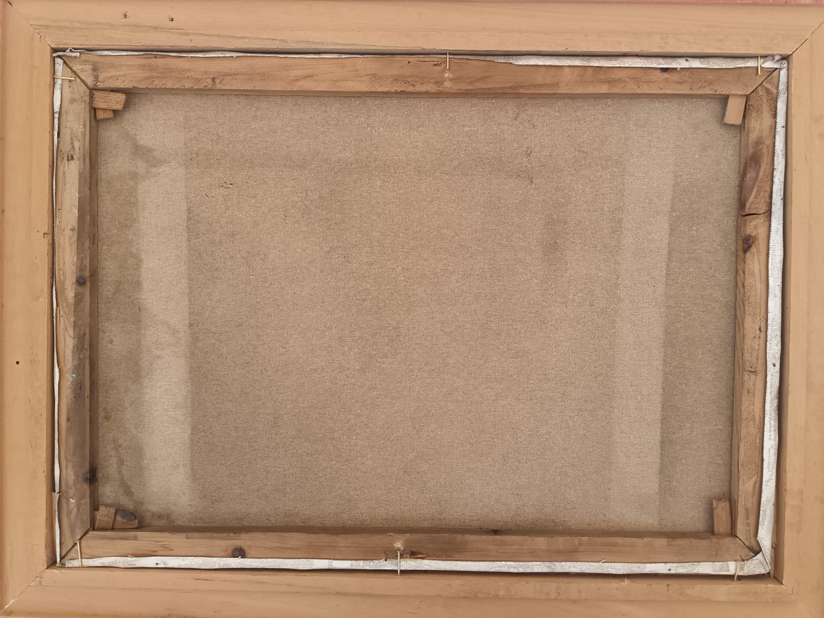 Dipinto Olio su Tela Cavalli Paesaggio Campestre Firmato G.P. 70x50 Vintage