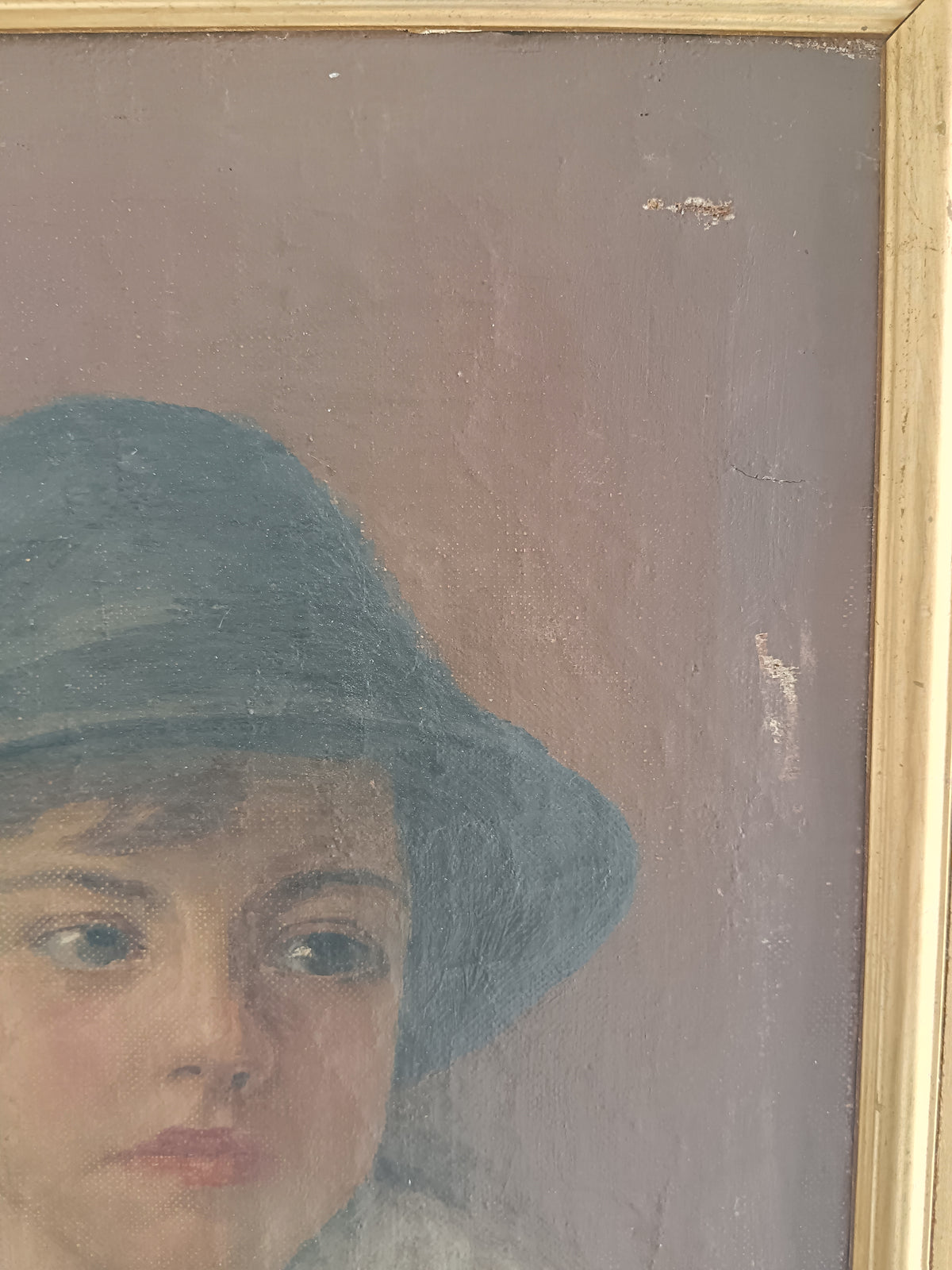 Dipinto Olio Su Tela Fine 800 Ritratto Ragazzo Scugnizzo Con Cappello