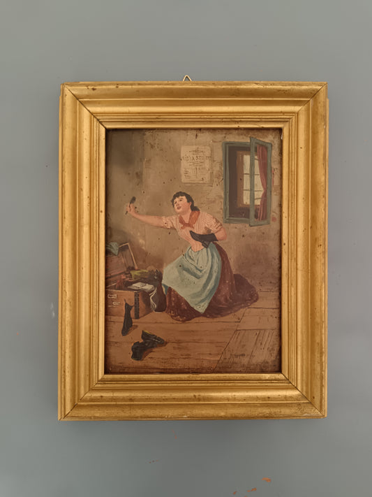 A. Körner – Scena di genere con riferimento a Maria Stuart – Olio su tavola – Firmato