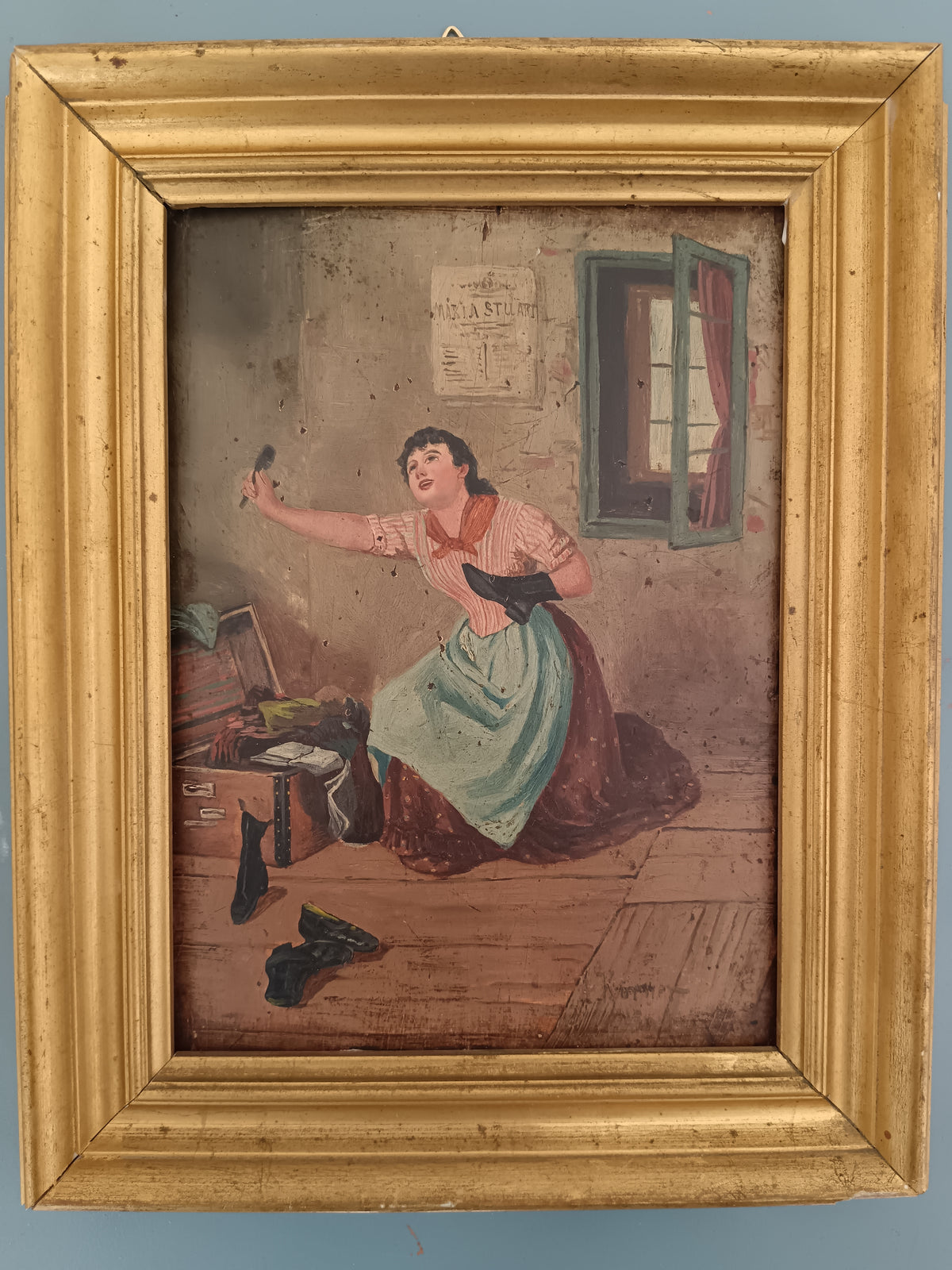 A. Körner – Scena di genere con riferimento a Maria Stuart – Olio su tavola – Firmato