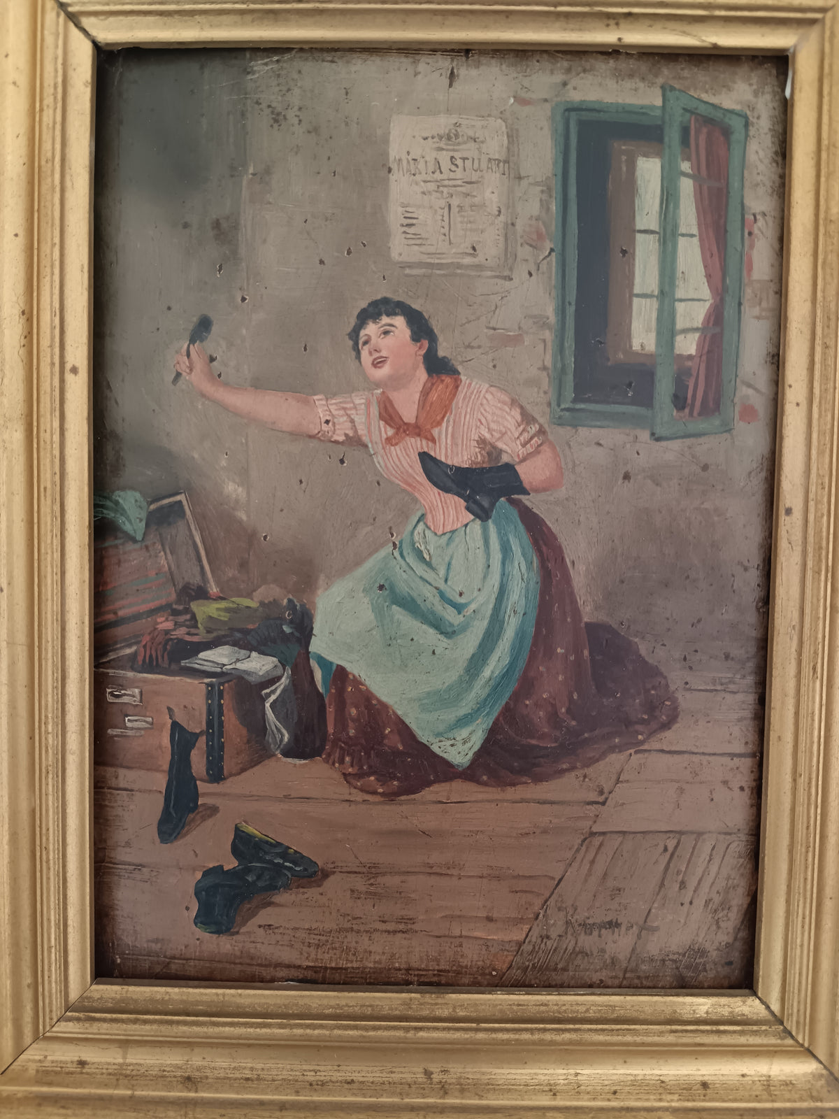 A. Körner – Scena di genere con riferimento a Maria Stuart – Olio su tavola – Firmato