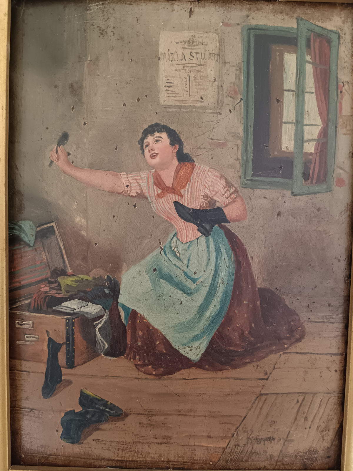 A. Körner – Scena di genere con riferimento a Maria Stuart – Olio su tavola – Firmato