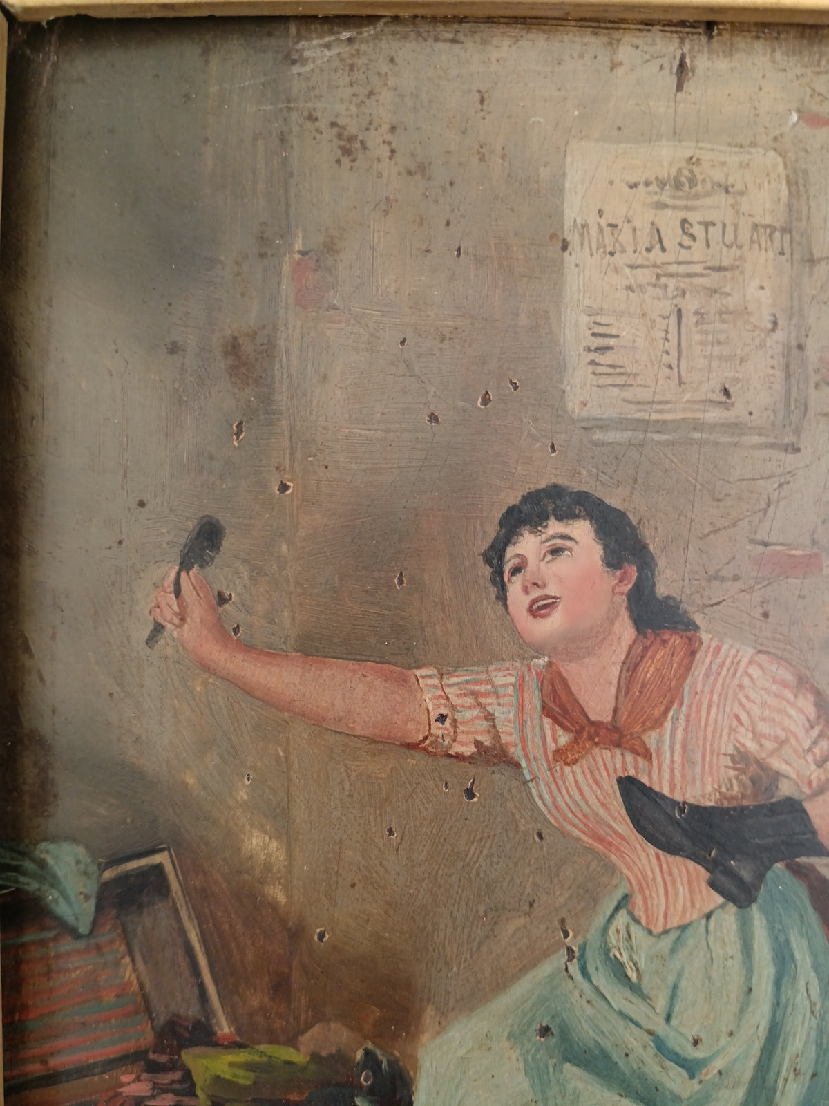 A. Körner – Scena di genere con riferimento a Maria Stuart – Olio su tavola – Firmato
