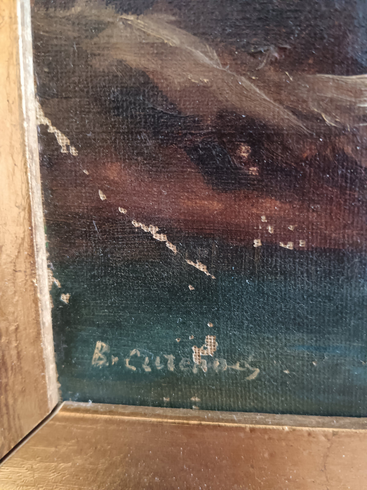 Berthe Curchod (1882-1955) – Paesaggio alpino con lago e cascata – Olio su tela
