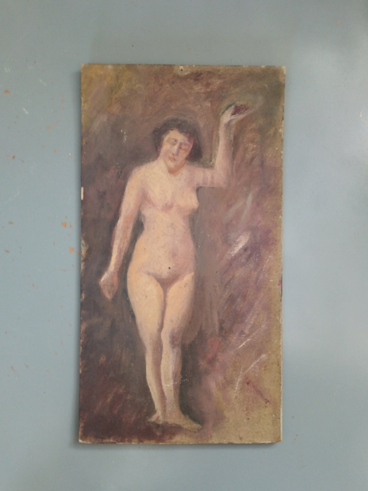 Nudo Olio Su Cartoncino Bozzetto Quadro Novecento Italiano Raro