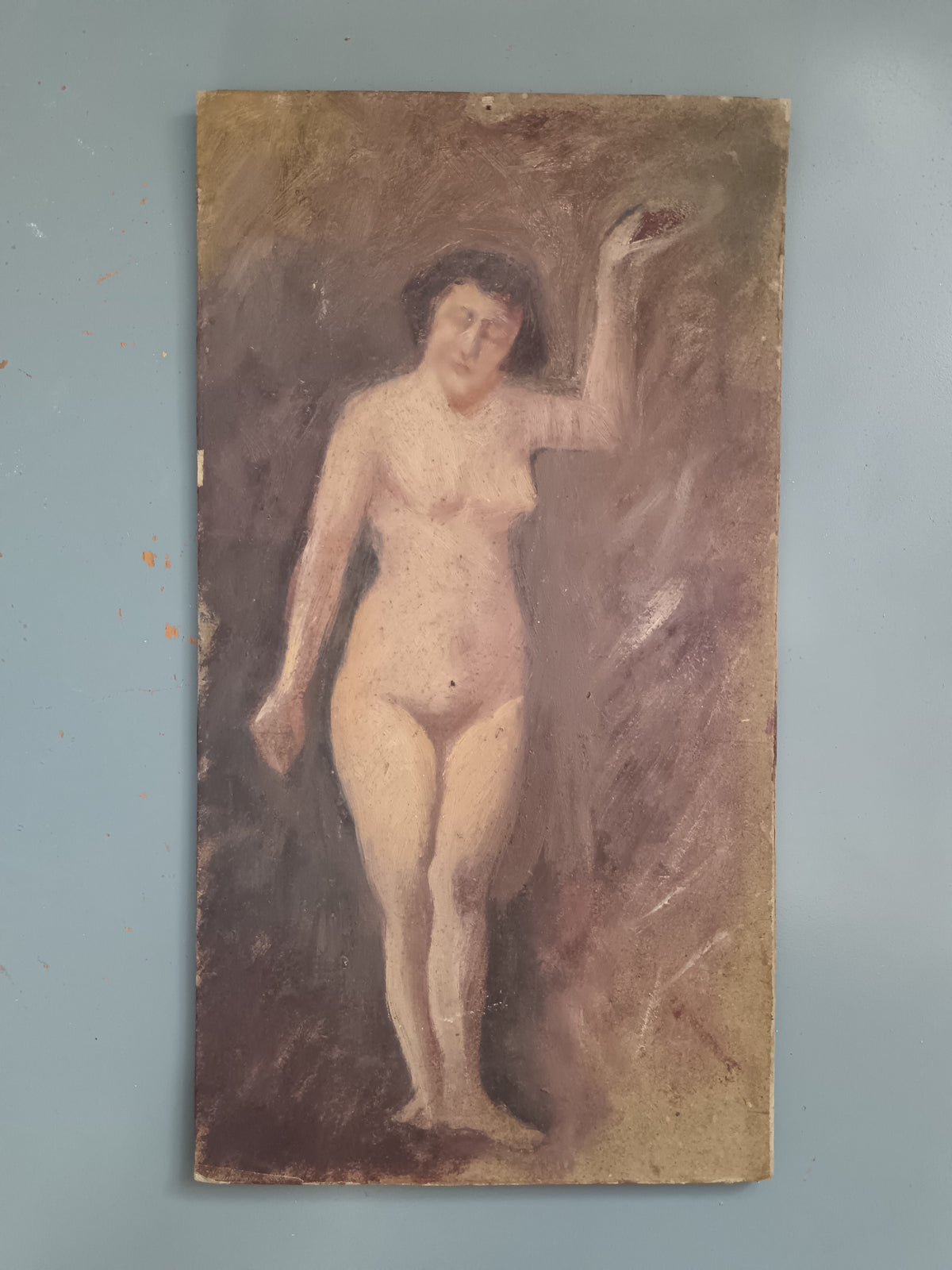 Nudo Olio Su Cartoncino Bozzetto Quadro Novecento Italiano Raro