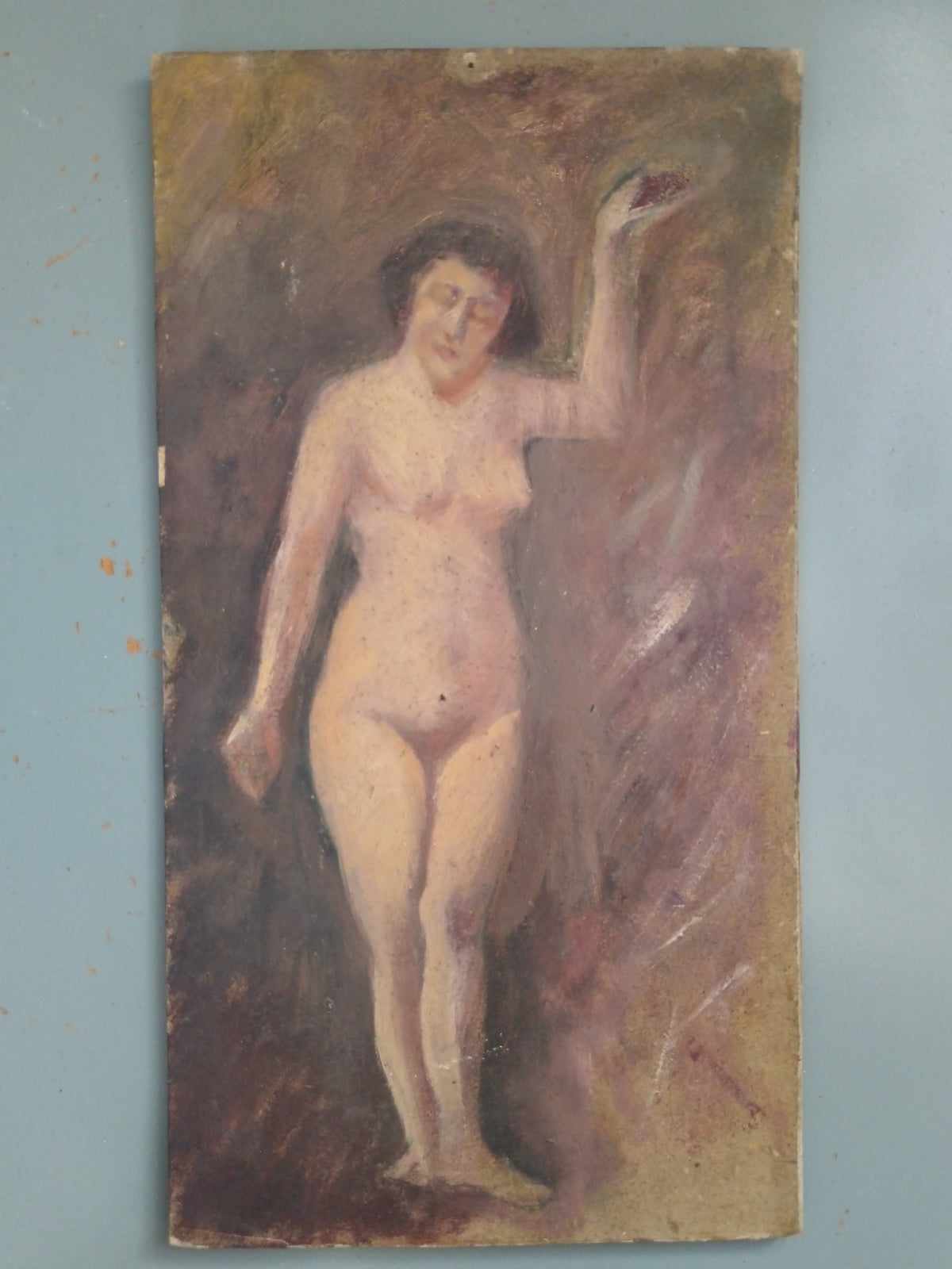 Nudo Olio Su Cartoncino Bozzetto Quadro Novecento Italiano Raro