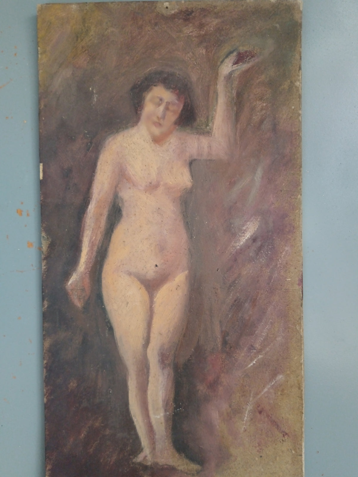 Nudo Olio Su Cartoncino Bozzetto Quadro Novecento Italiano Raro