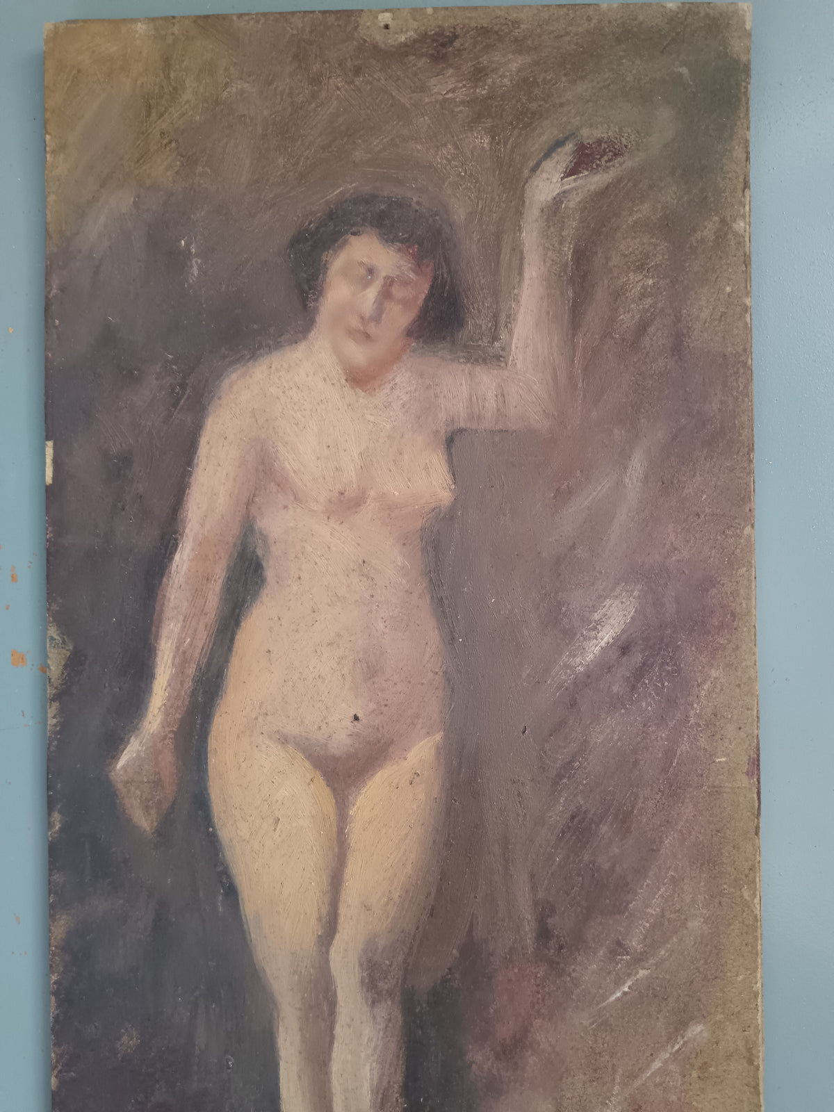 Nudo Olio Su Cartoncino Bozzetto Quadro Novecento Italiano Raro