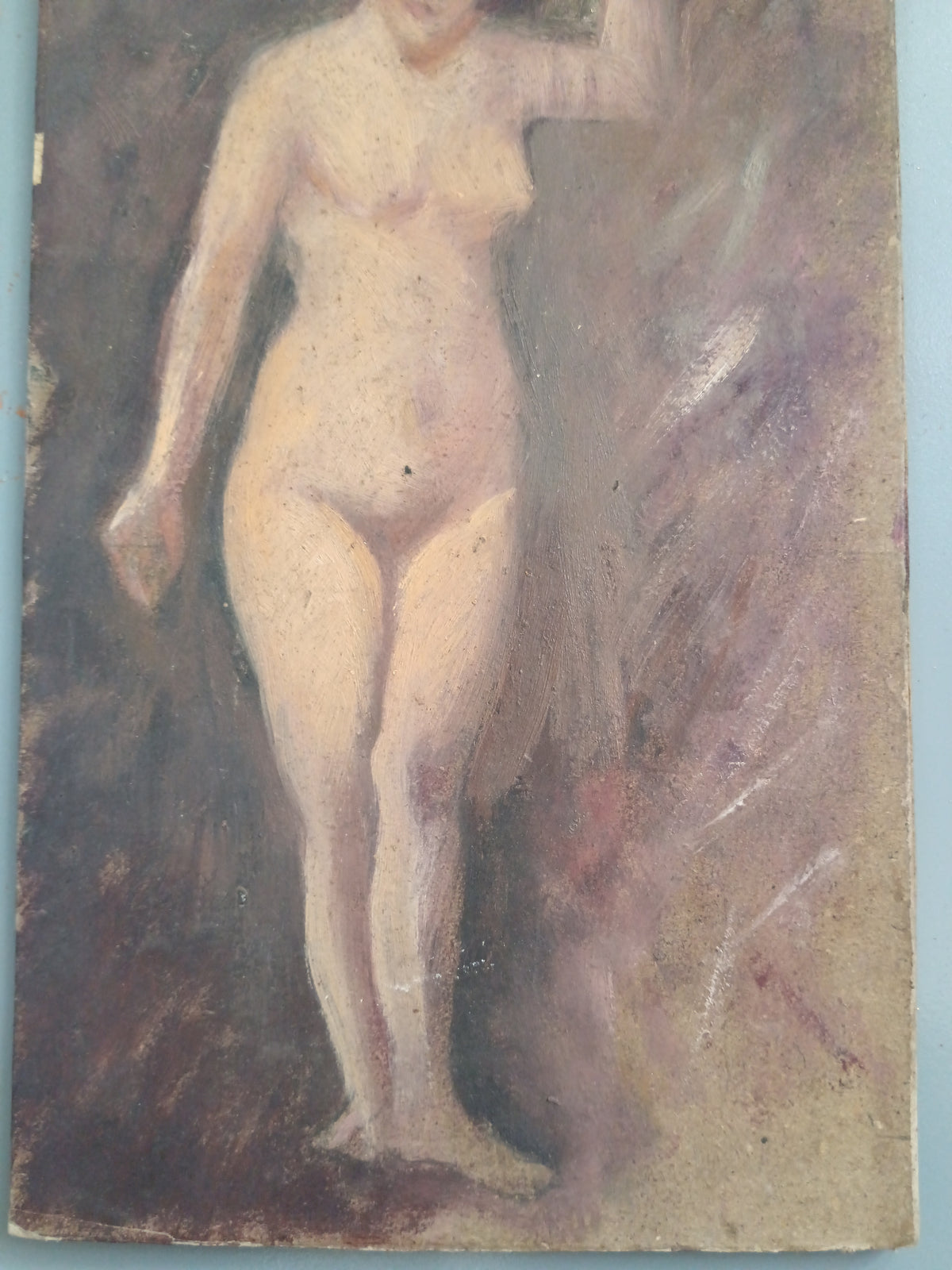 Nudo Olio Su Cartoncino Bozzetto Quadro Novecento Italiano Raro