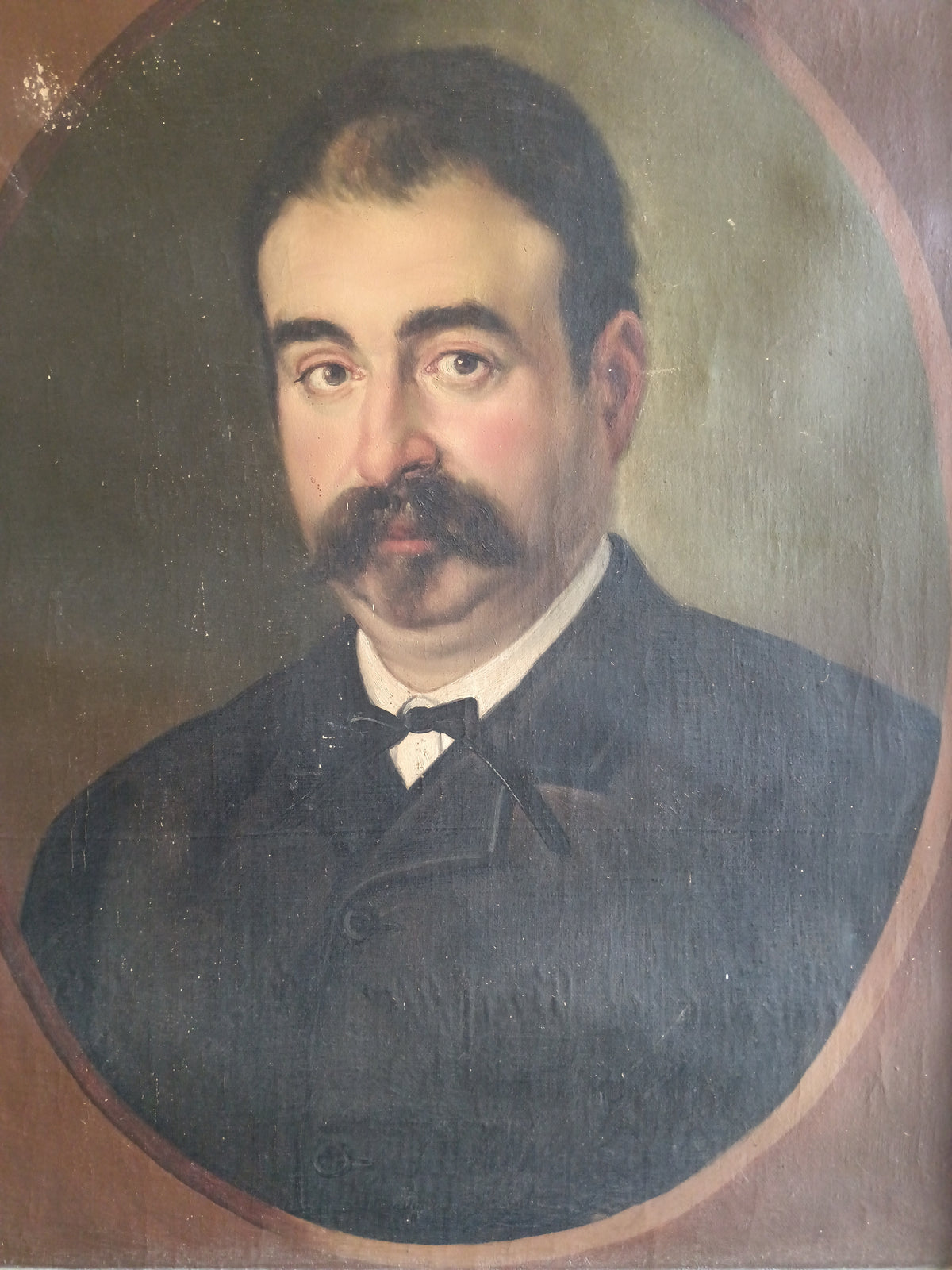 Dipinto Antico Olio su Tela 1884 Giuseppe Di Giuseppe Ritratto con Cornice