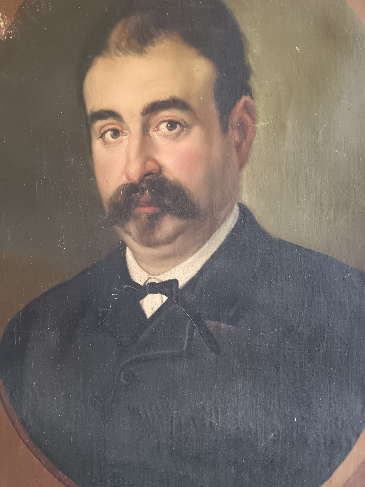 Dipinto Antico Olio su Tela 1884 Giuseppe Di Giuseppe Ritratto con Cornice