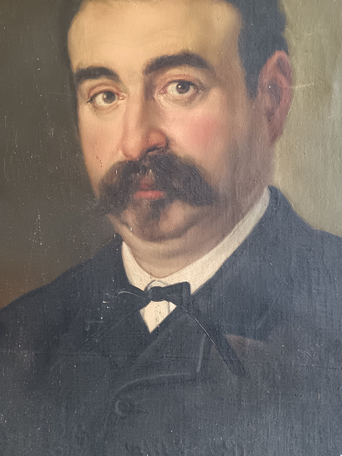 Dipinto Antico Olio su Tela 1884 Giuseppe Di Giuseppe Ritratto con Cornice