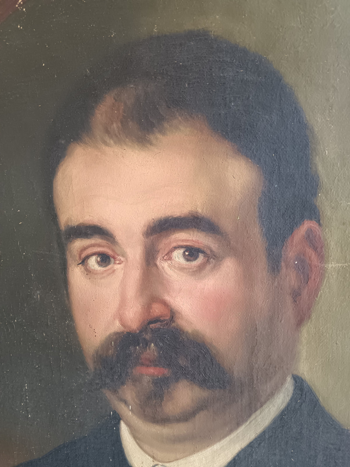 Dipinto Antico Olio su Tela 1884 Giuseppe Di Giuseppe Ritratto con Cornice