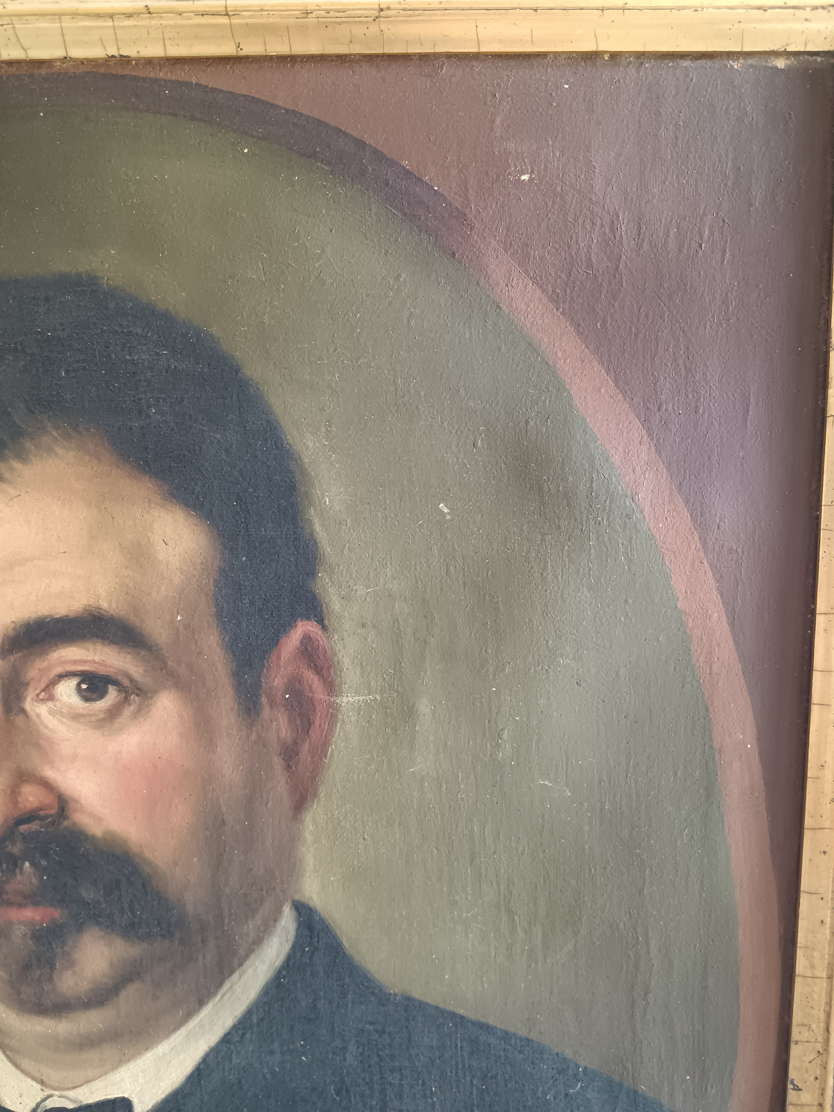 Dipinto Antico Olio su Tela 1884 Giuseppe Di Giuseppe Ritratto con Cornice