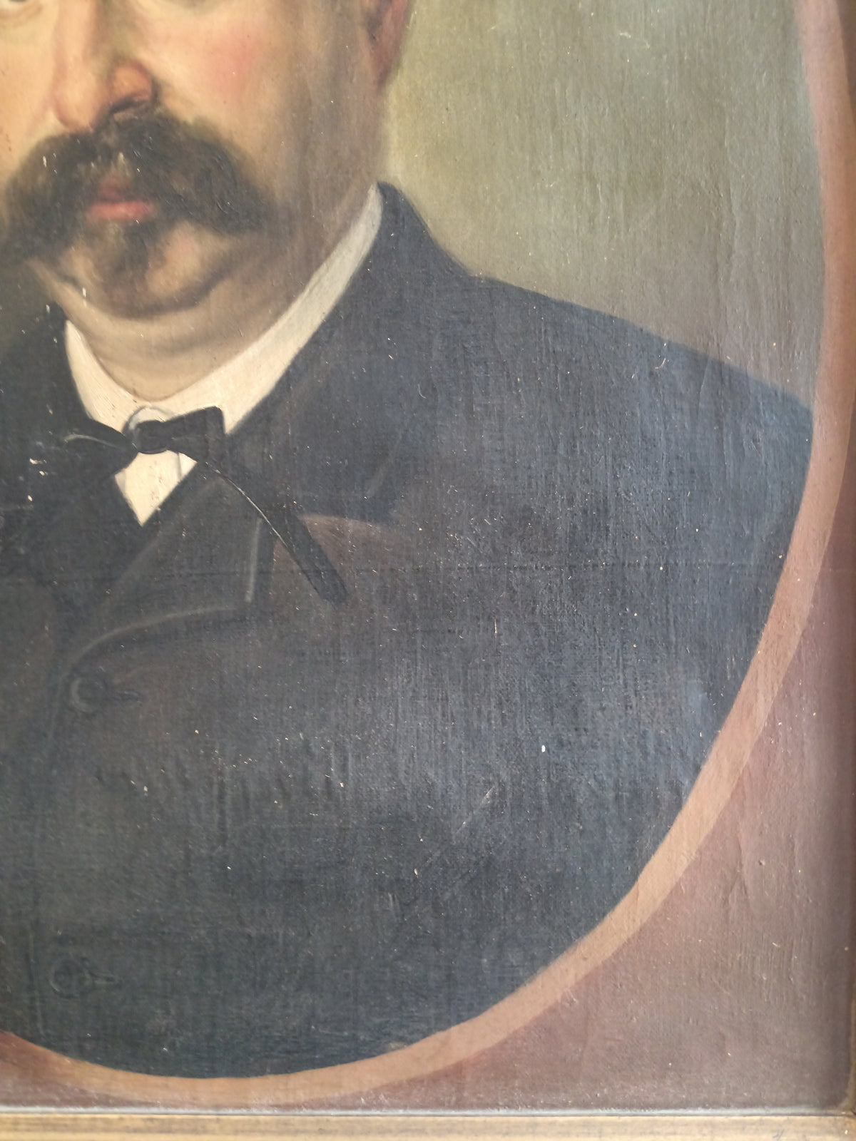 Dipinto Antico Olio su Tela 1884 Giuseppe Di Giuseppe Ritratto con Cornice