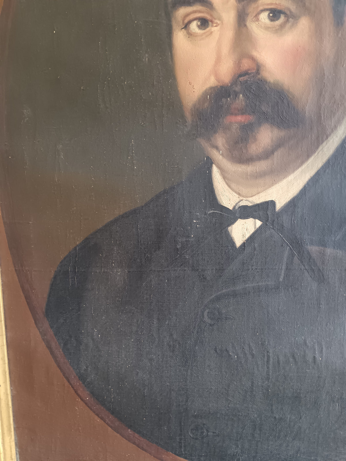 Dipinto Antico Olio su Tela 1884 Giuseppe Di Giuseppe Ritratto con Cornice