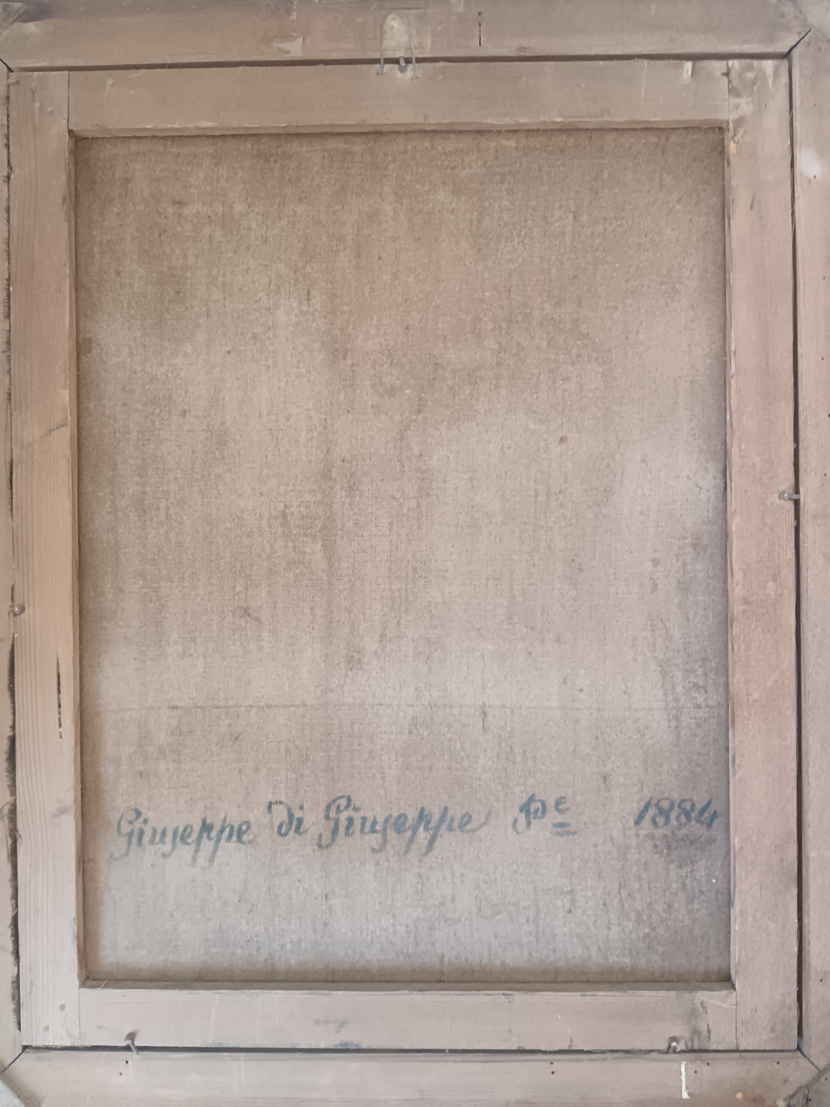 Dipinto Antico Olio su Tela 1884 Giuseppe Di Giuseppe Ritratto con Cornice