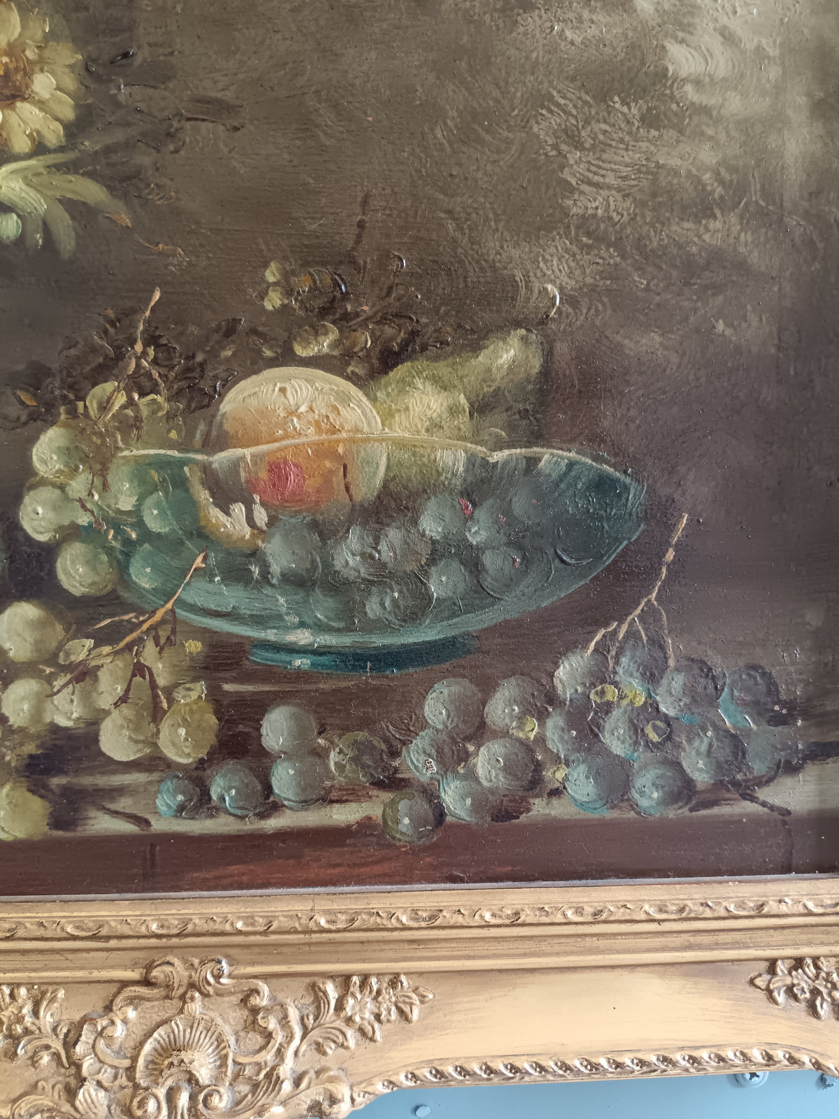 Dipinto Olio su Tavola ETTORE PERCIVALDI Natura Morta Cornice Dorata Barocca
