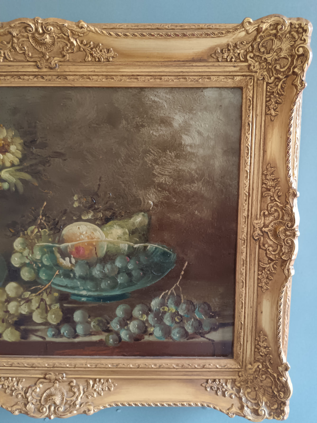 Dipinto Olio su Tavola ETTORE PERCIVALDI Natura Morta Cornice Dorata Barocca