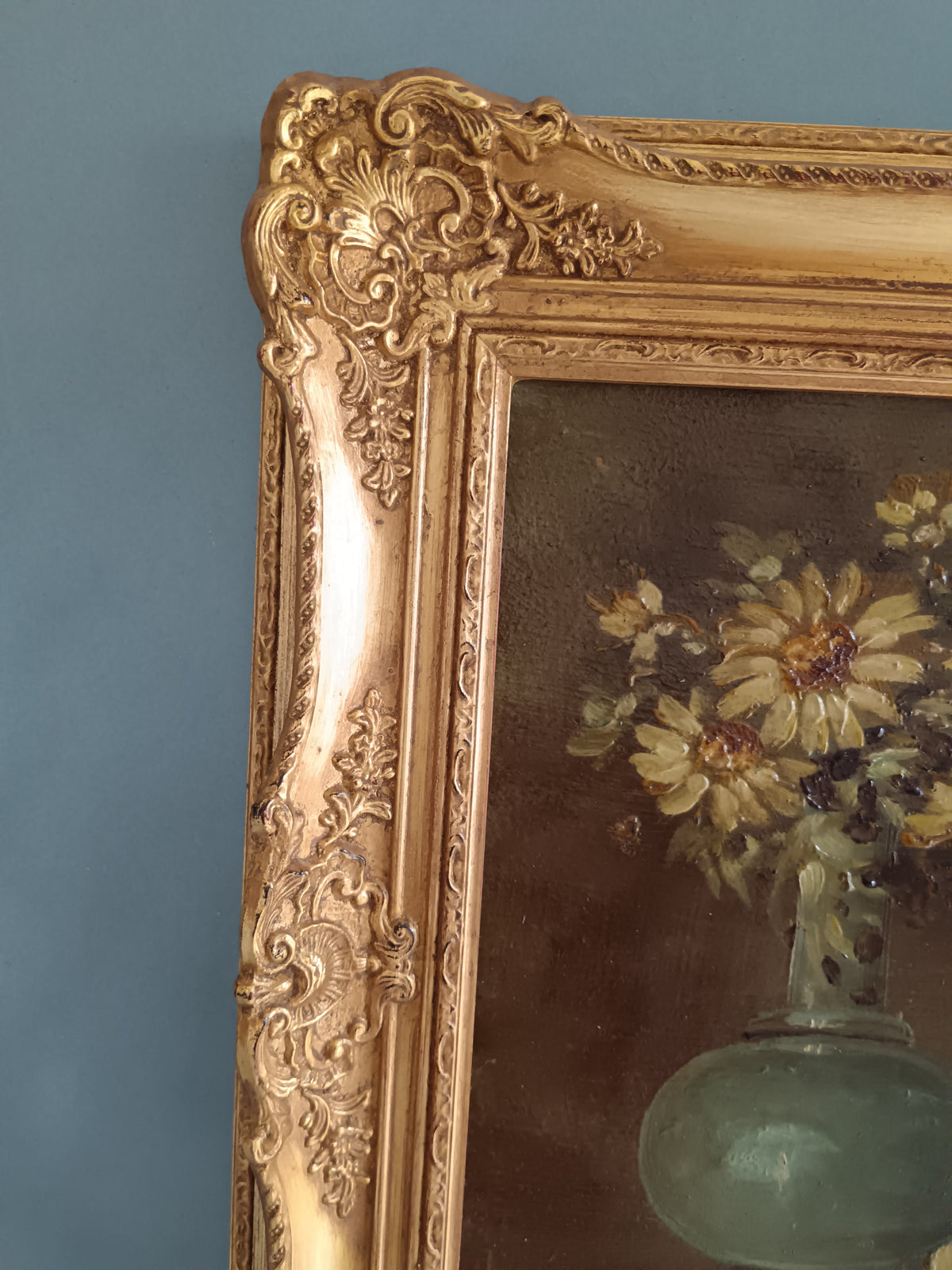 Dipinto Olio su Tavola ETTORE PERCIVALDI Natura Morta Cornice Dorata Barocca