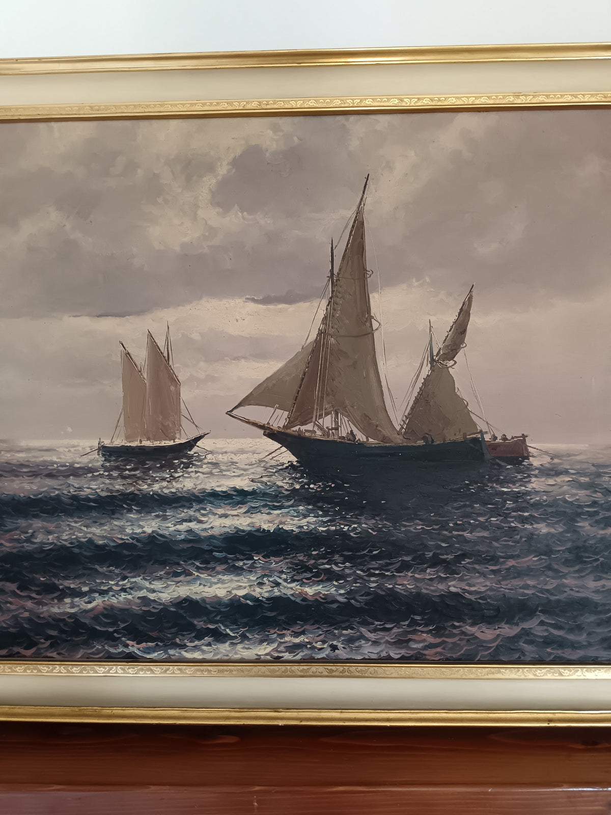 Guido Odierna (1913-1991) – Marina con Barche a Vela, Olio su Tela 70x100 cm, Firmato