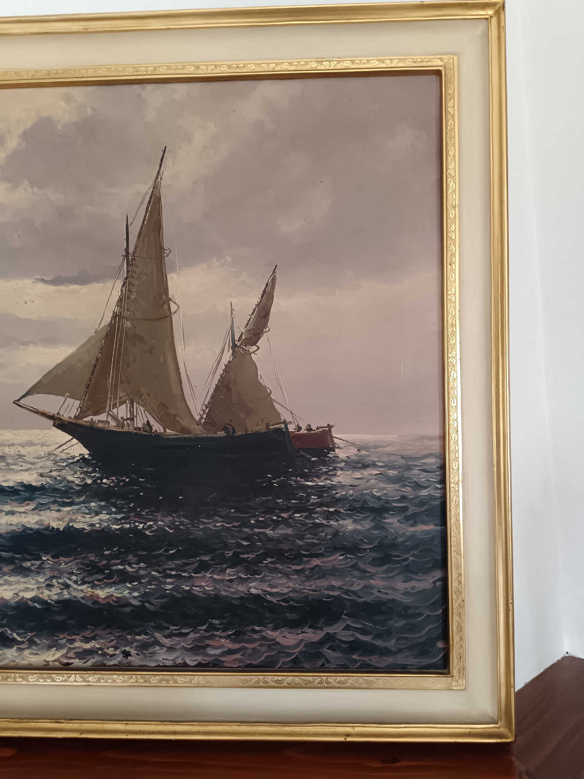 Guido Odierna (1913-1991) – Marina con Barche a Vela, Olio su Tela 70x100 cm, Firmato