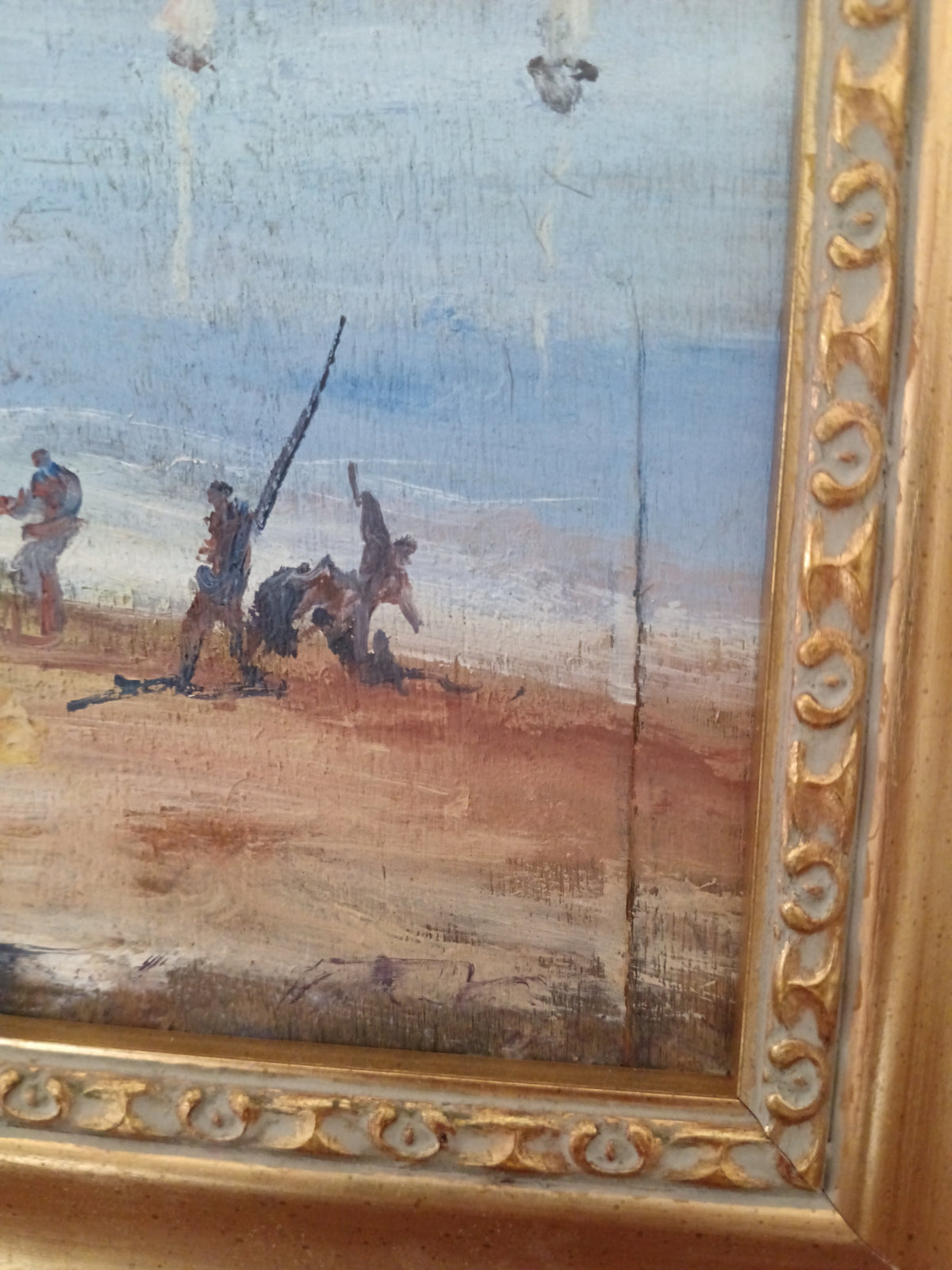 Dipinto Olio su Tavola Riccardo Capone Vesuvio Golfo di Napoli Epoca  '900