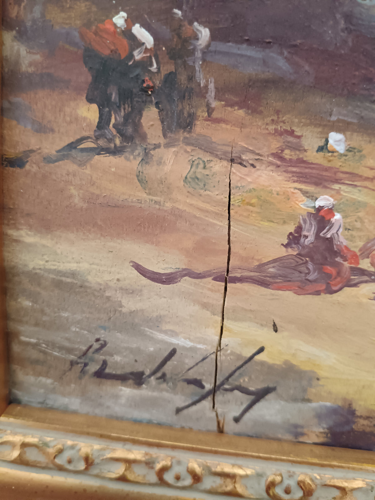Dipinto Olio su Tavola Riccardo Capone Vesuvio Golfo di Napoli Epoca  '900