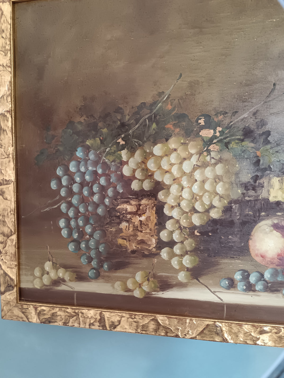 Dipinto Olio su Tavola Natura Morta Ettore Percivaldi Quadro con Cornice Oro