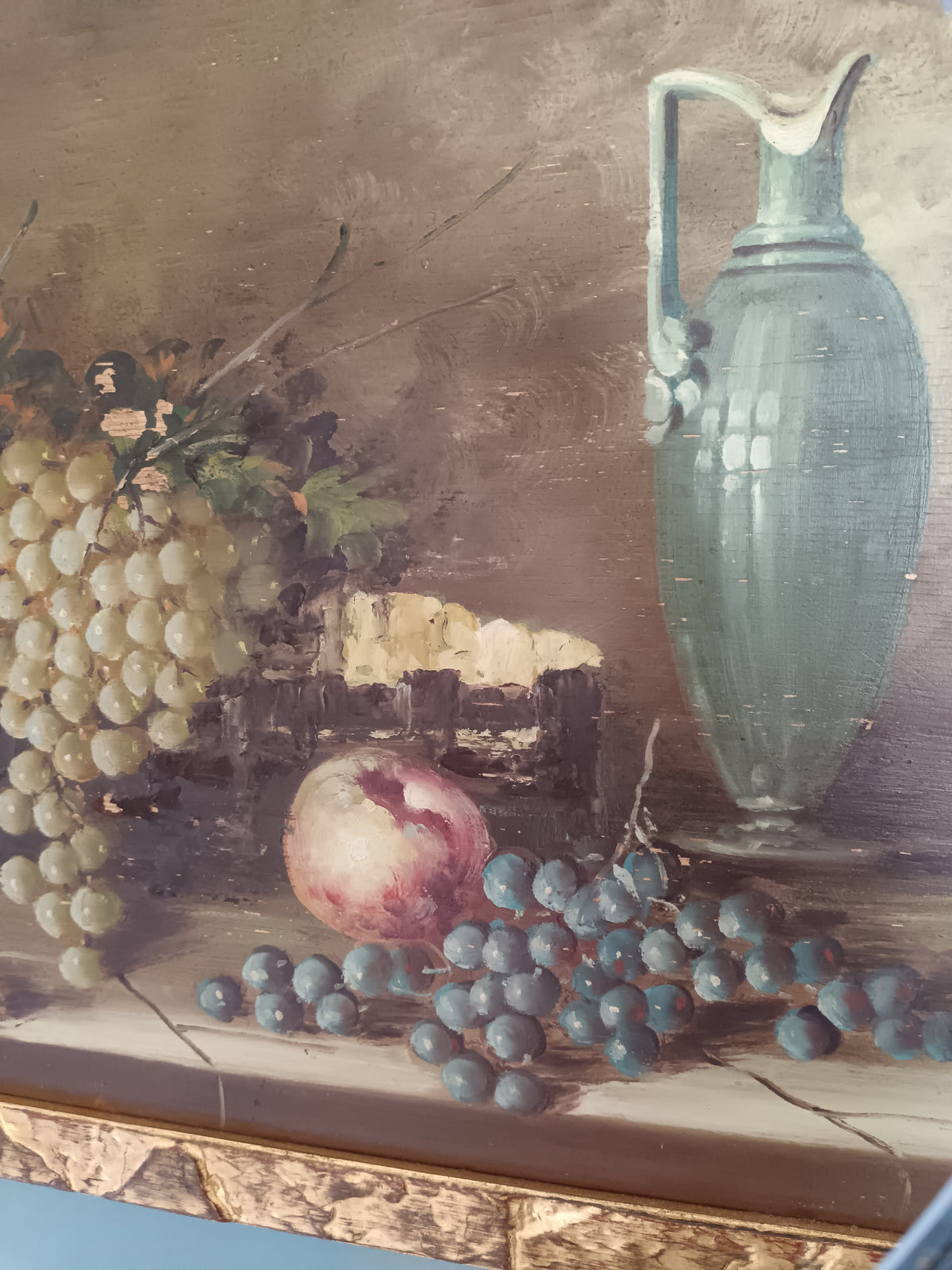Dipinto Olio su Tavola Natura Morta Ettore Percivaldi Quadro con Cornice Oro