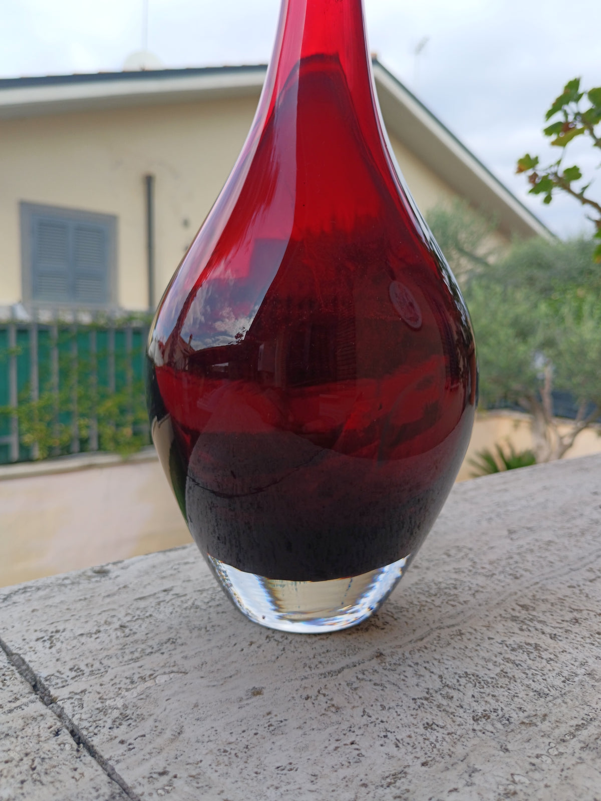 Vaso Vintage IKEA SALONG Grande Rosso Rubino Vetro Soffiato Johanna Jelinek 32cm