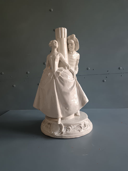 Scultura Antica Porcellana Bianca Commedia Arte Maschera Capodimonte Nymphenburg
