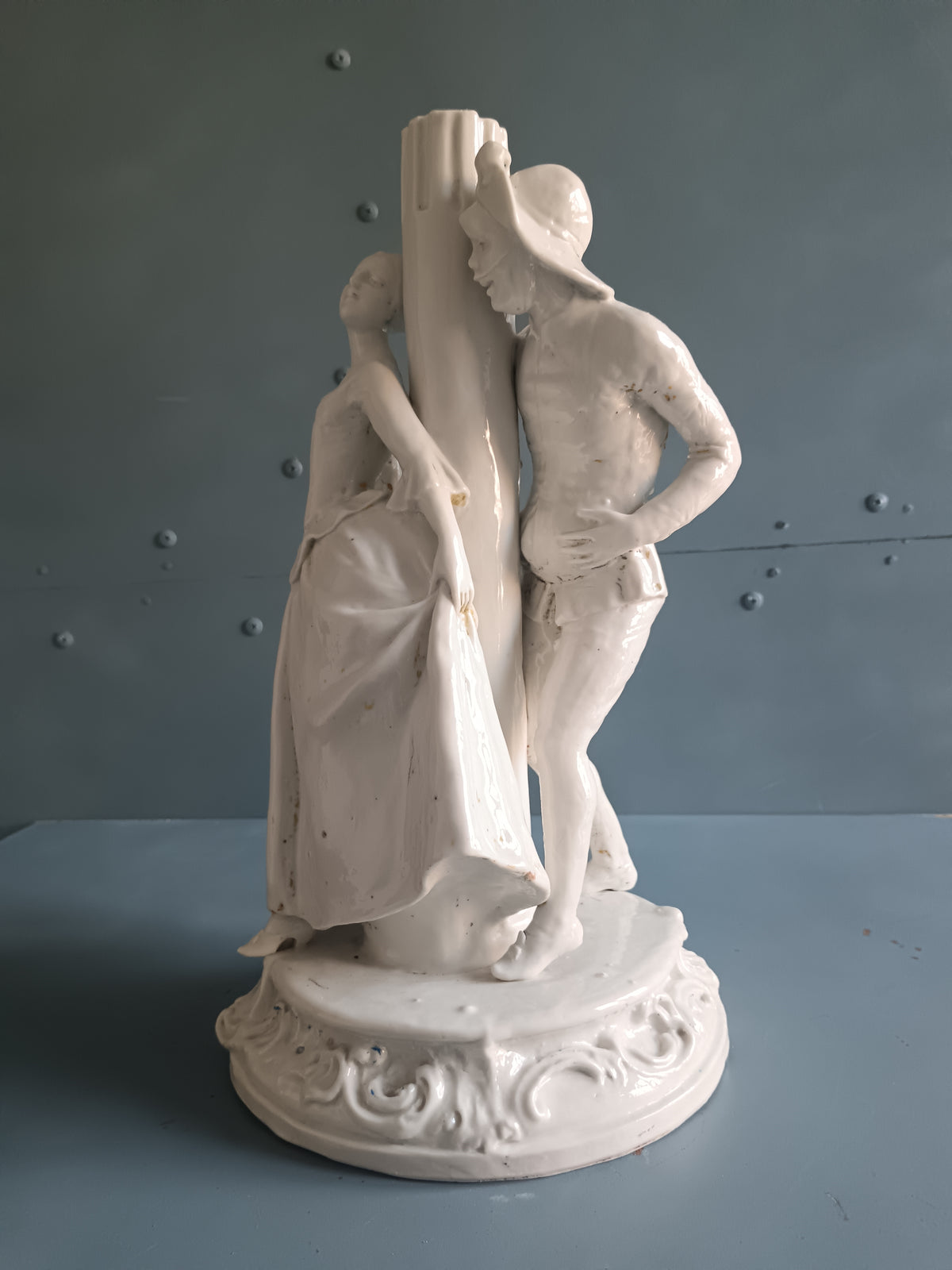 Scultura Antica Porcellana Bianca Commedia Arte Maschera Capodimonte Nymphenburg