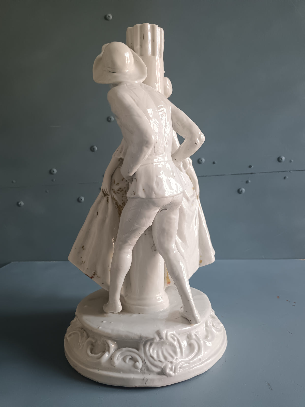 Scultura Antica Porcellana Bianca Commedia Arte Maschera Capodimonte Nymphenburg