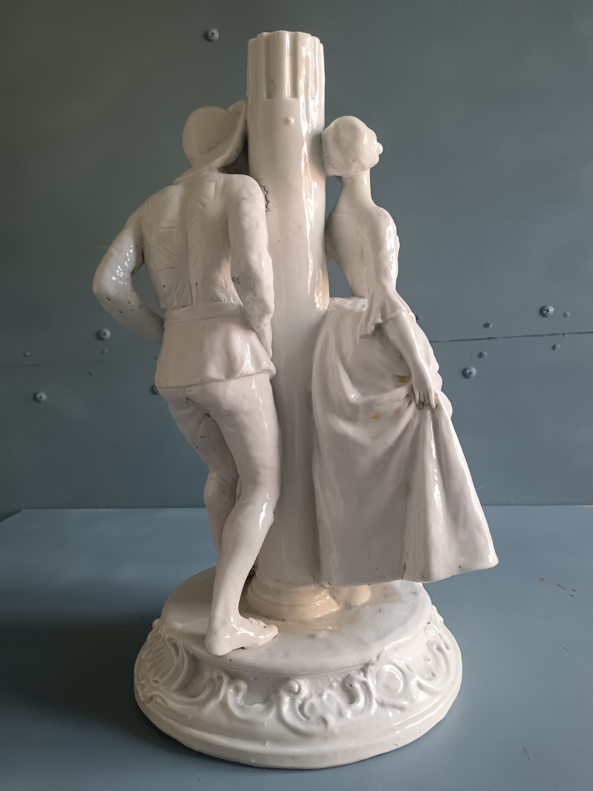 Scultura Antica Porcellana Bianca Commedia Arte Maschera Capodimonte Nymphenburg
